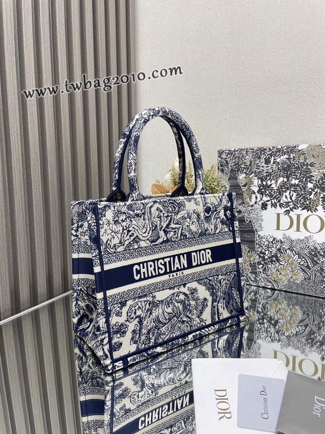 Dior专柜新款TOTE包迪奥高仿原单旧蓝虎小号购物袋手提托特包 djfk1376